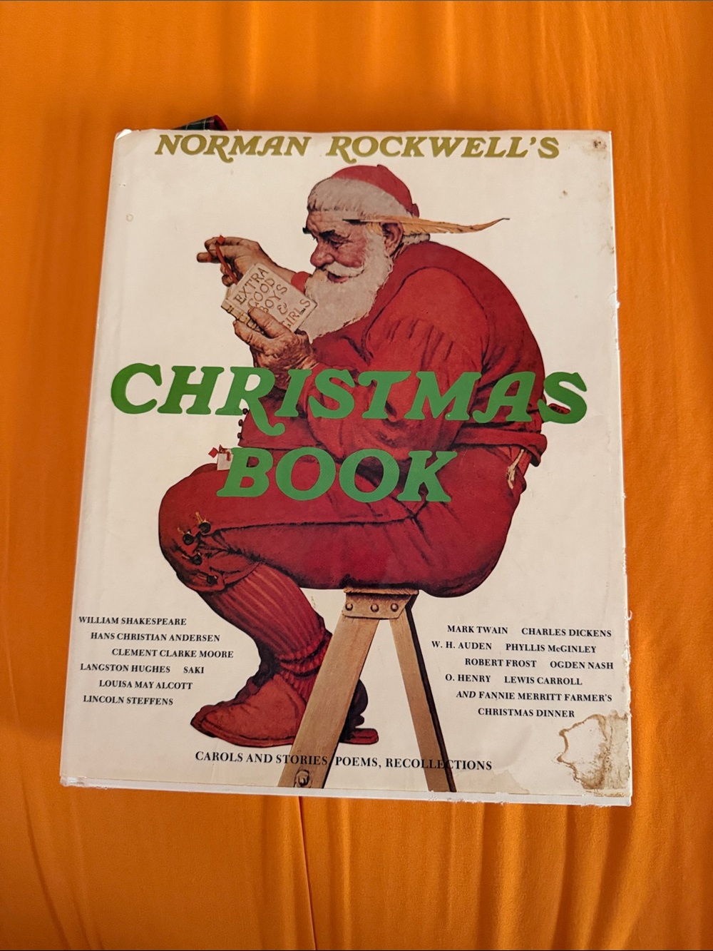 1977 Norman Rockwell Christmas Book - Red and Green Vintage Cover